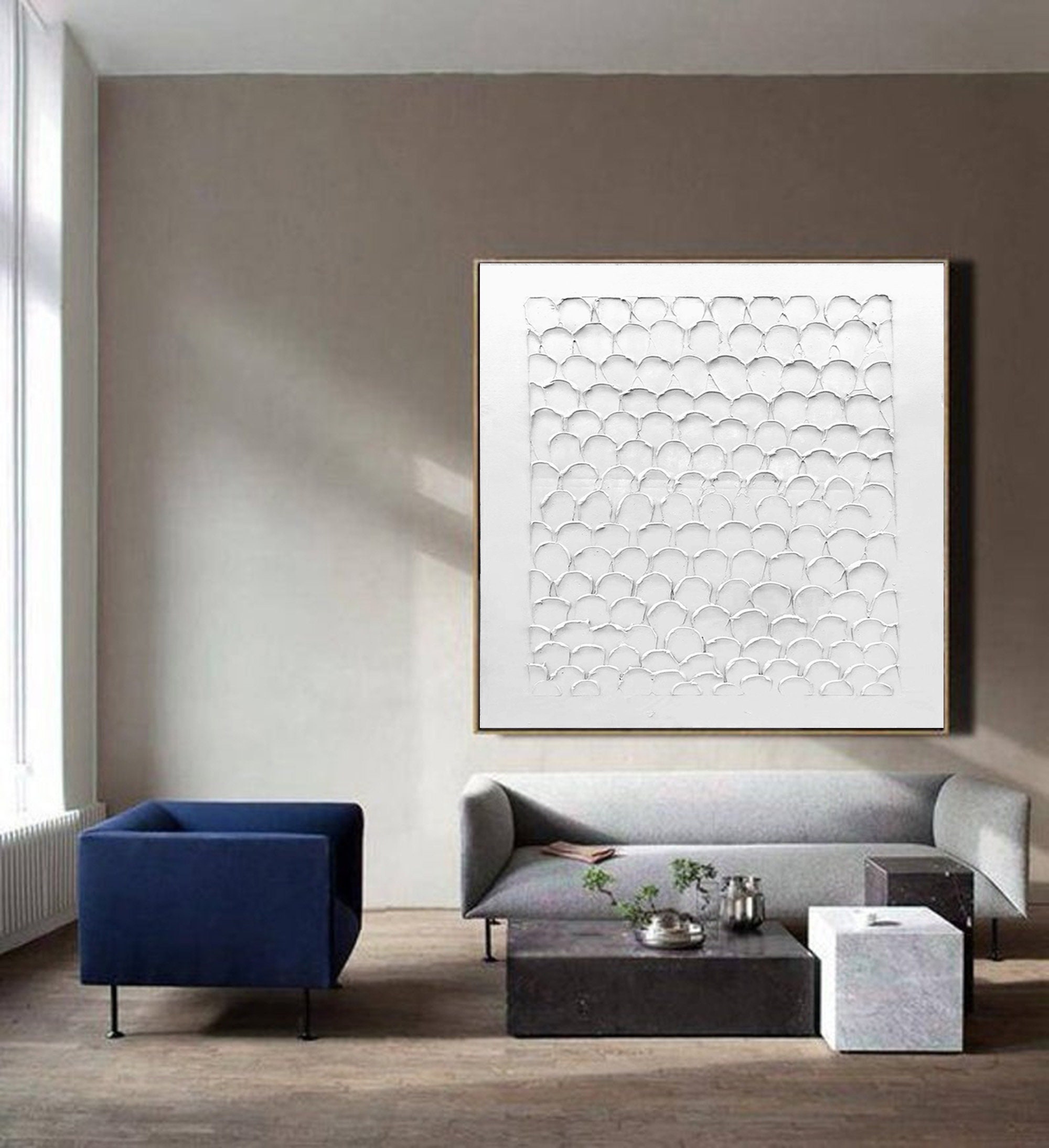 Original abstract painting large canvas wall art white Etsy