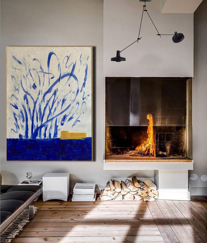 Blue Painting, Large Abstract Blue Painting, White Blue Paintings, XL