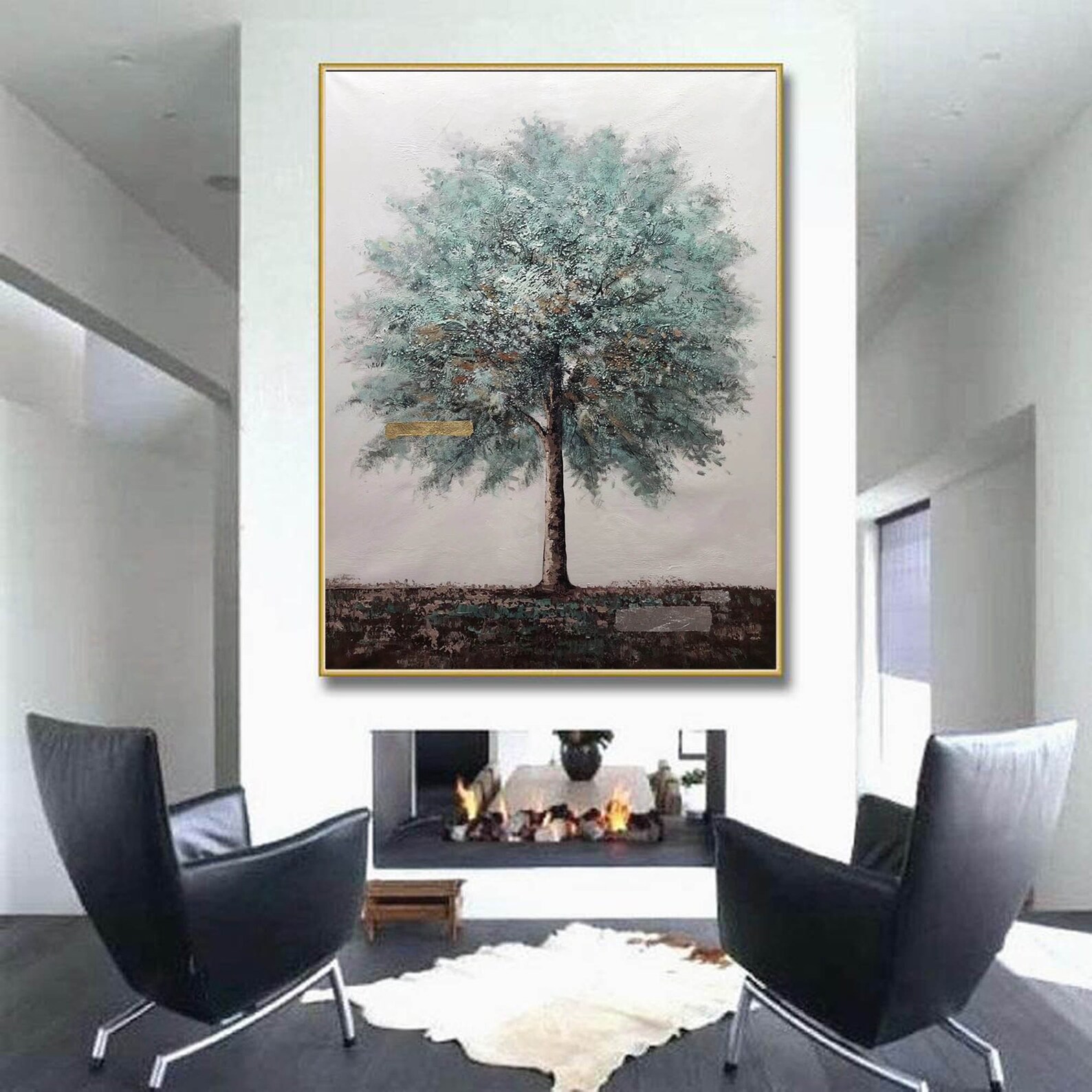 Large Abstract Wall Art,tree Painting Canvas,textured Wall Art Abstract