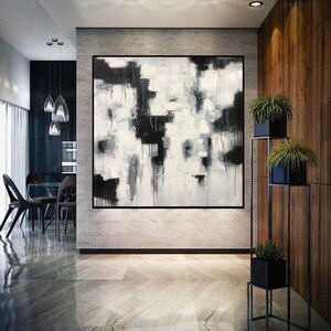 extra large wall art abstract, large painting on canvas, large canvas art black and white, original abstract painting, textured wall artA249