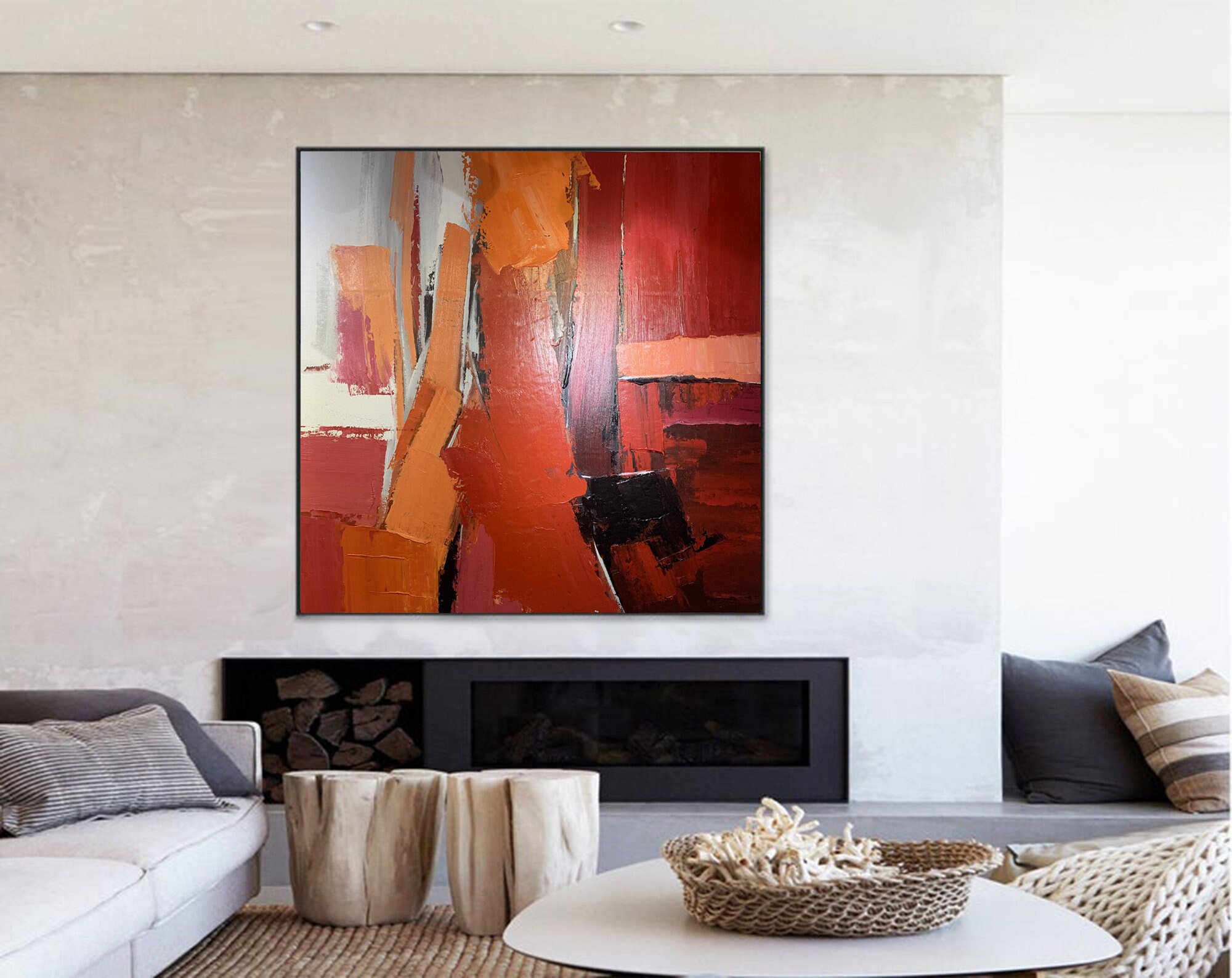 Large Abstract Canvas Art, Modern Abstract Painting Original, Colorful ...