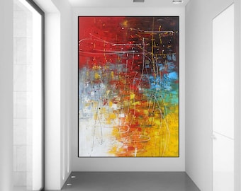 abstract expressionism, Jackson Pollock canvas painting, large canvas wall art, contemporary painting, Large abstract wall art A309