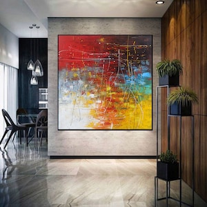 red painting extra large abstract art original abstract painting on canvas abstract Jackson Pollock style painting acrylic painting A312