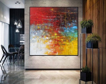 red painting extra large abstract art original abstract painting on canvas abstract Jackson Pollock style painting acrylic painting A312