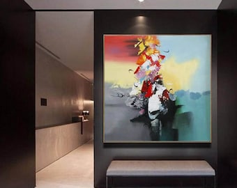 large colorful abstract painting,extra large wall art,original canvas painting,oversized canvas wall art,modern abstract painting canvasA108