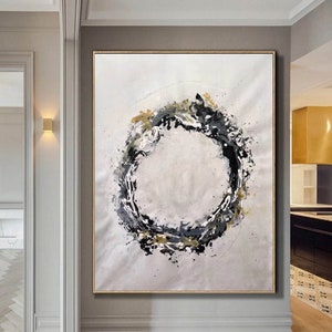 Black and White Painting on Canvas, Extra Large Wall Art Abstract, Large Abstract Painting, Black White Wall Abstract art A175