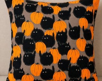 Black Cat Throw Pillow Cover