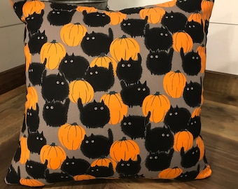 Halloween Throw Pillow / Halloween Throw Pillowcase / Black Cat Throw Pillow