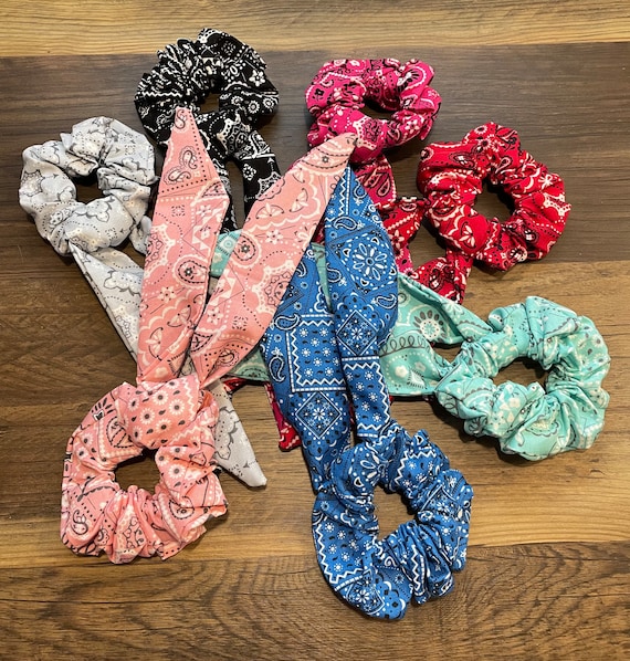 Bandana Scrunchie Bow / Bandana Hair Tie - Etsy display picture 1