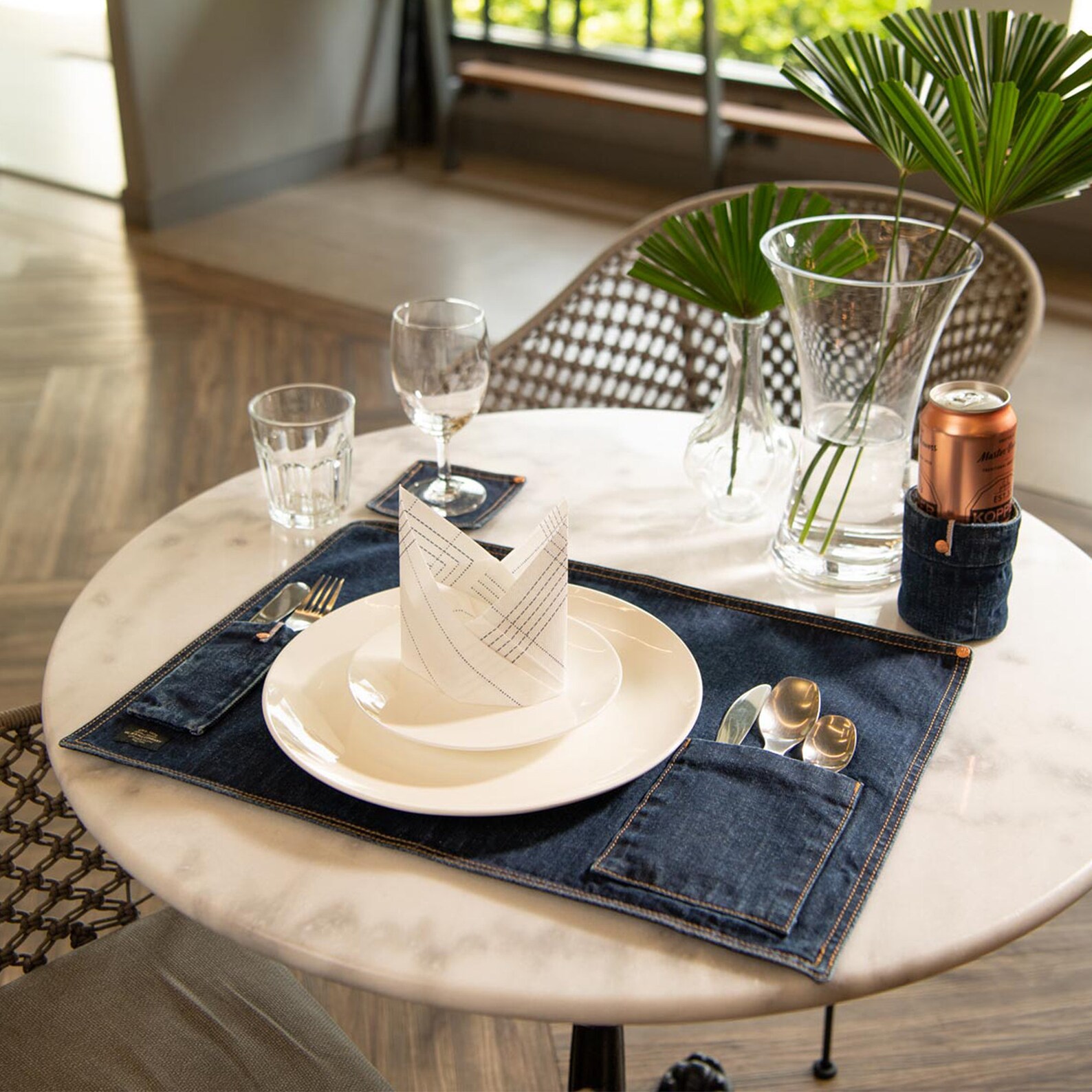 Dining Set of 4 Items Placemat Glass Coaster Fork and Etsy