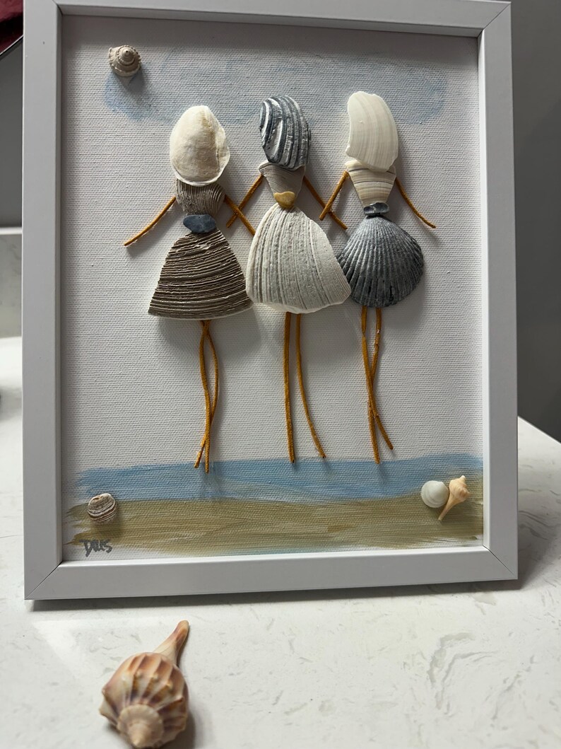 Shell Person Drawing Three Beauties Shell People Art - Etsy