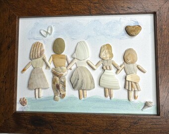 Family of Five Shell People Art