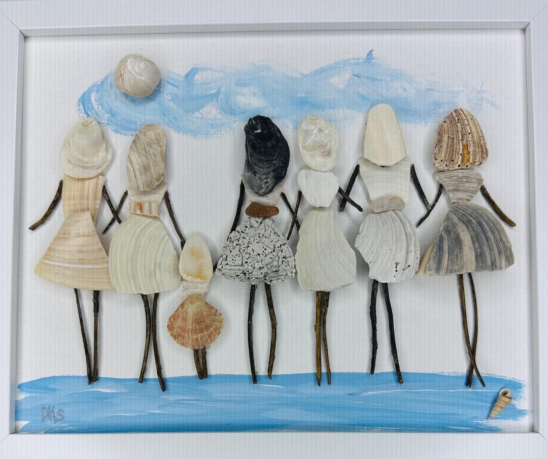 Six Ladies and One Child Shell People Art - Etsy