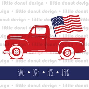 Vintage Truck and American Flag SVG