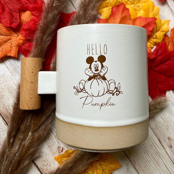 Hello Pumpkin Mickey Mouse Rustic Farmhouse Disney Theme Park Mug Tea Coffee Cup