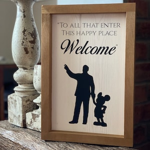 Welcome Partners Statue Disney Castle Farmhouse Rustic Frame