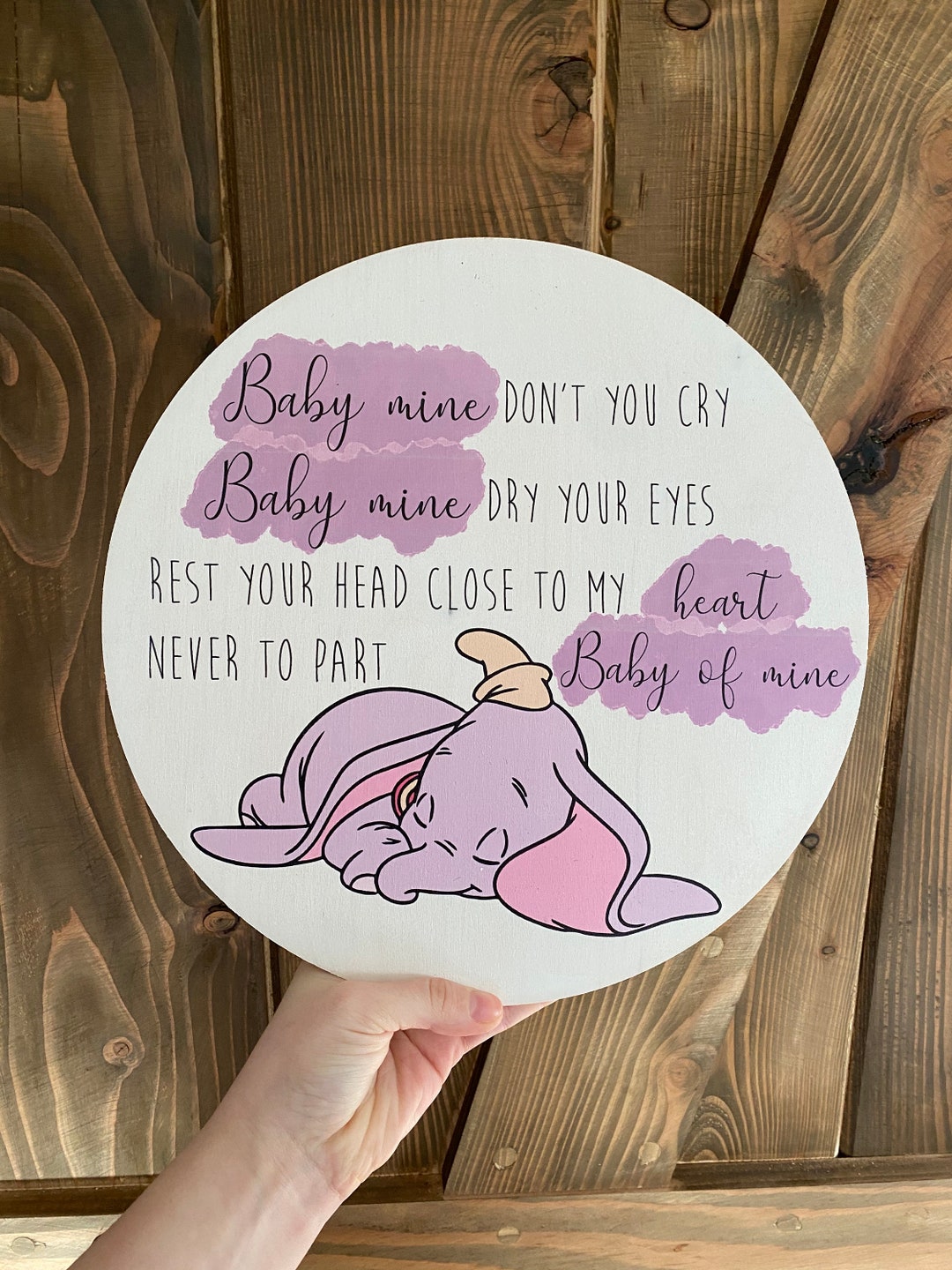 Baby Mine Dumbo Disney Movie Song Lyrics Nursery Child Hanging Etsy UK