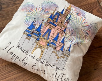 Happily Ever After Firework Show Cinderella Castle Lyrics Magic Kingdom quote Disney Baby Kids Nursery Room Rustic Farmhouse Pillow