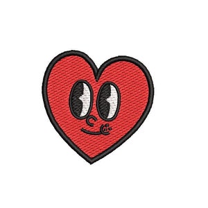 Retro Herz Cartoon Stickerei Design Stickdatei Digital Design Instant Download