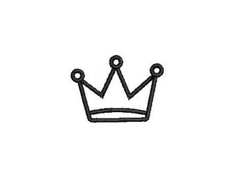 May include: A simple black line drawing of a crown.