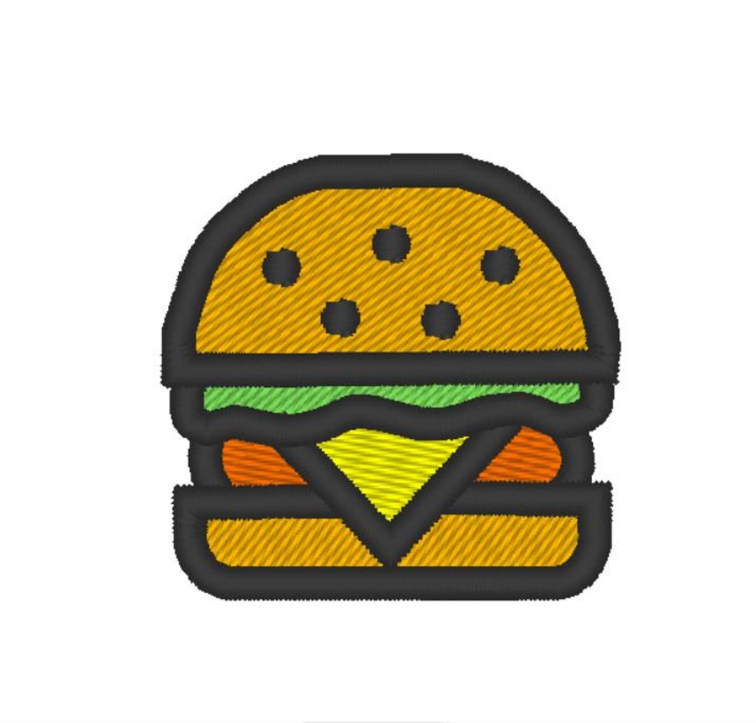 Burger Embroidery Design Embroidery File Digital Design Etsy