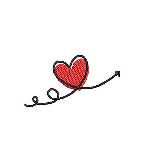 Heart Line Drawing Embroidery Design Embroidery File Digital