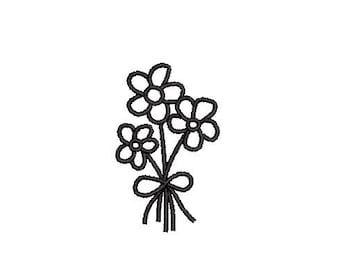 Flower Bouquet Outline Embroidery Design Embroidery File Digital Design Instant Download