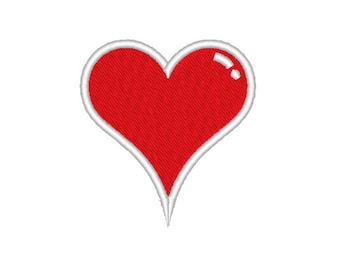 May include: A red heart with a white outline. The heart is a simple, classic design.