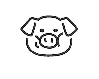 Pig Head Face Embroidery Design Embroidery File Digital Design Instant Download