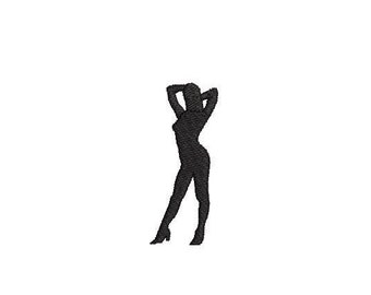 May include: Black silhouette of a person standing with their arms raised above their head.