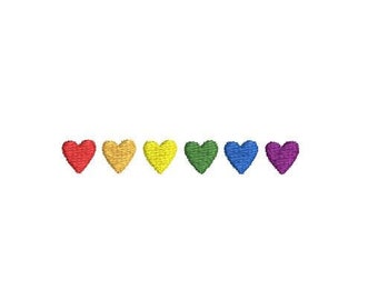 Rainbow Hearts Embroidery Design Embroidery File Digital Design Instant Download