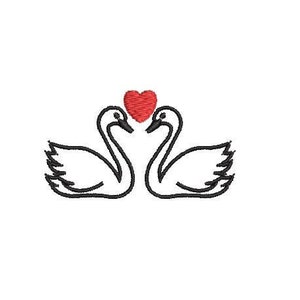 Loving Swan Heart Embroidery Design Embroidery File Digital Design Instant Download
