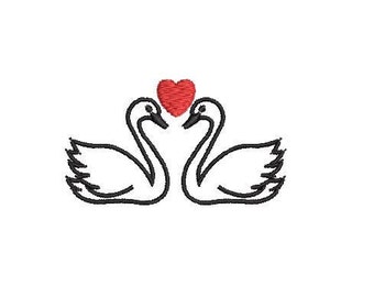 Loving Swan Heart Embroidery Design Embroidery File Digital Design Instant Download