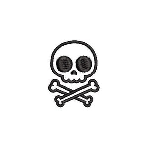 May include: Black and white cartoon skull and crossbones design.