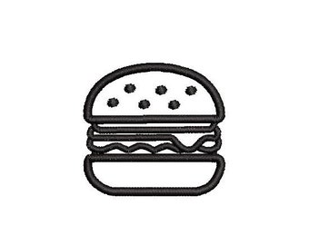 Projekt haftu Burger Outline Plik do haftu Projekt cyfrowy Natychmiastowe pobranie