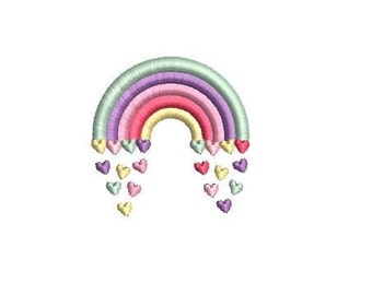 Rainbow Hearts Embroidery Design Embroidery File Digital Design Instant Download