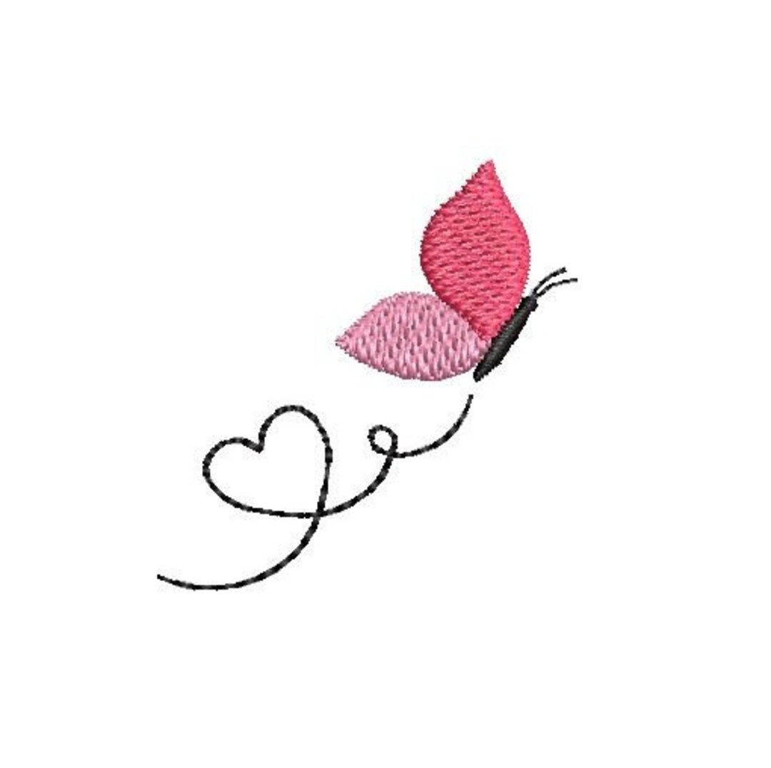 Heart Line Butterfly Embroidery Design Embroidery File Digital Design ...