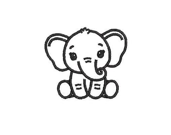 Elephant Outline Embroidery Design Embroidery File Digital Design Instant Download
