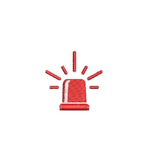 May include: Red and white stylized illustration of a flashing police siren.