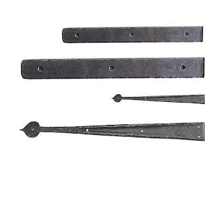 Hand-Forged Iron Decorative Hinge - Flat End 18&quot; x 2&quot;.