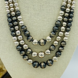 Triple Layer Oxidized and Sterling Silver Necklace