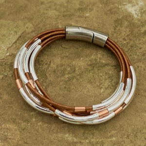 Copper leather bracelet