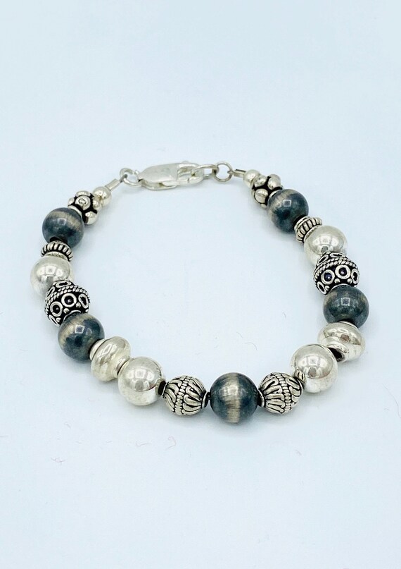 Sterling Silver Beaded Bracelet Etsy