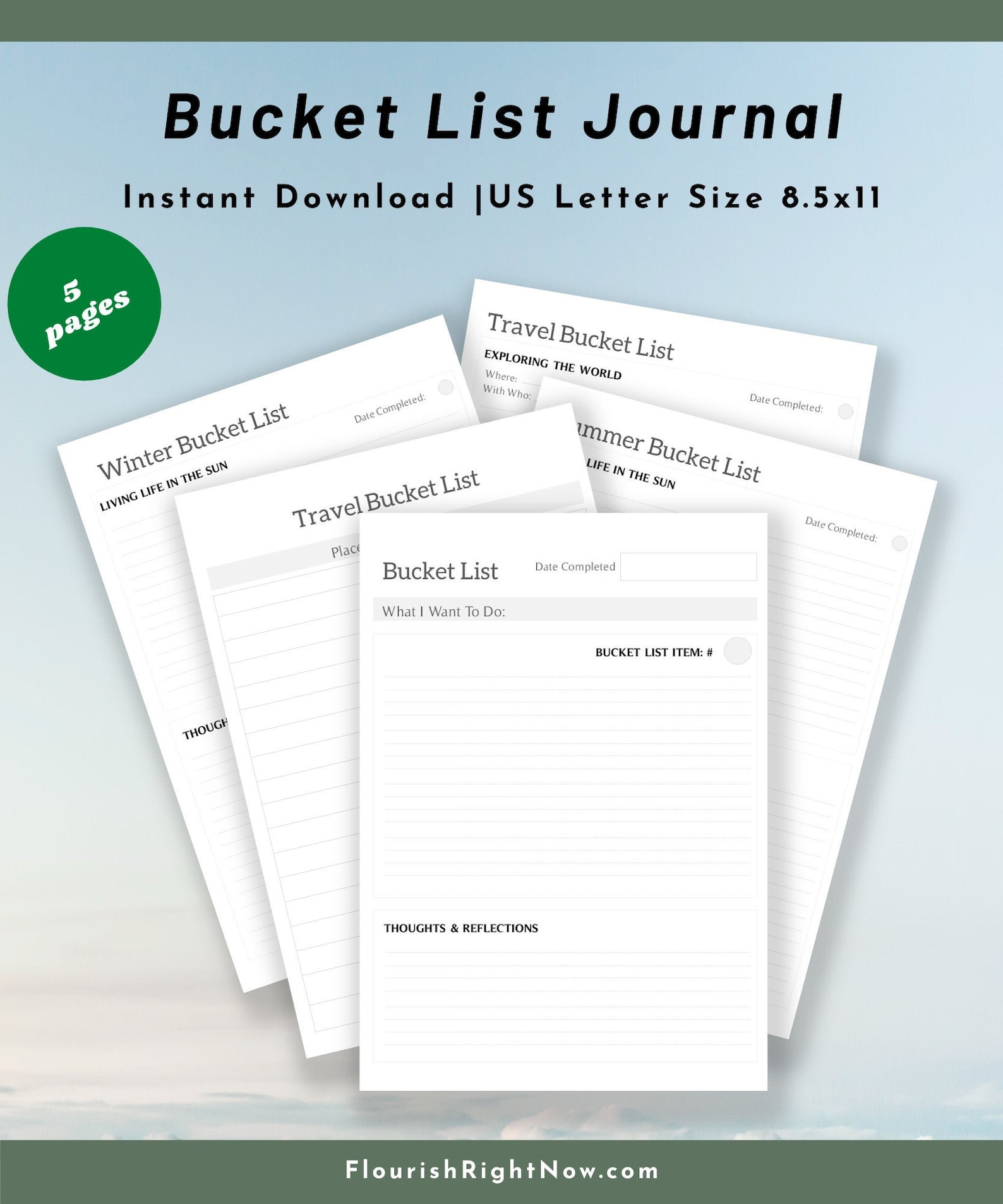 Bucket List Journal Printable Travel Summer Winter Etsy