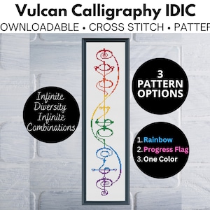 IDIC Calligraphy Kol Ut Shan Cross Stitch Pattern Infinite Diversity Infinite Combinations