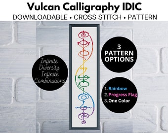 IDIC Calligraphy Kol Ut Shan Cross Stitch Pattern Infinite Diversity Infinite Combinations