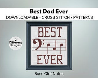 DAD Music Notes Cross Stitch Pattern: Best Dad Ever (Digital Download)