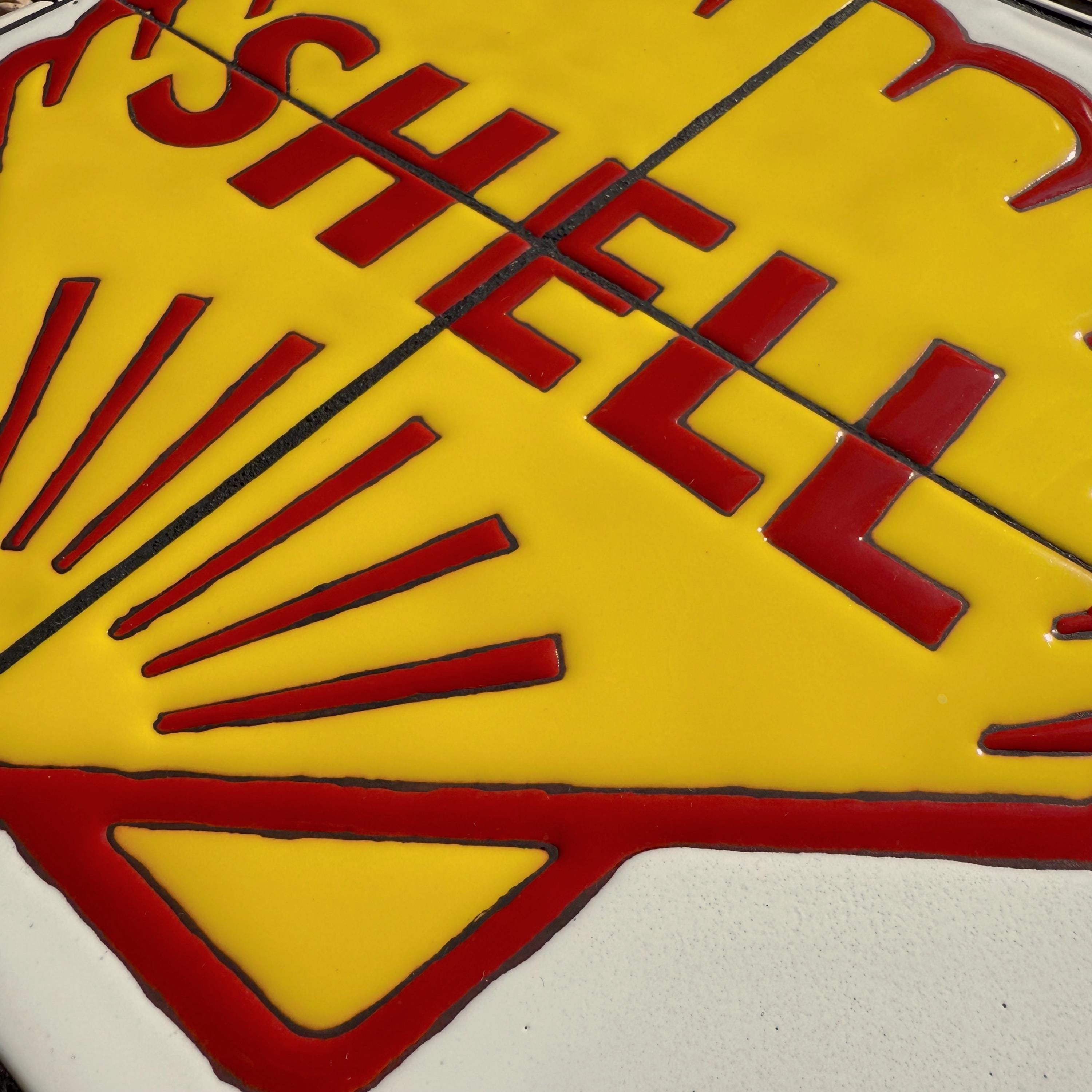 Vintage Shell Gas Station Logo Cuerda Seca Mosaic Art Tile Handmade ...