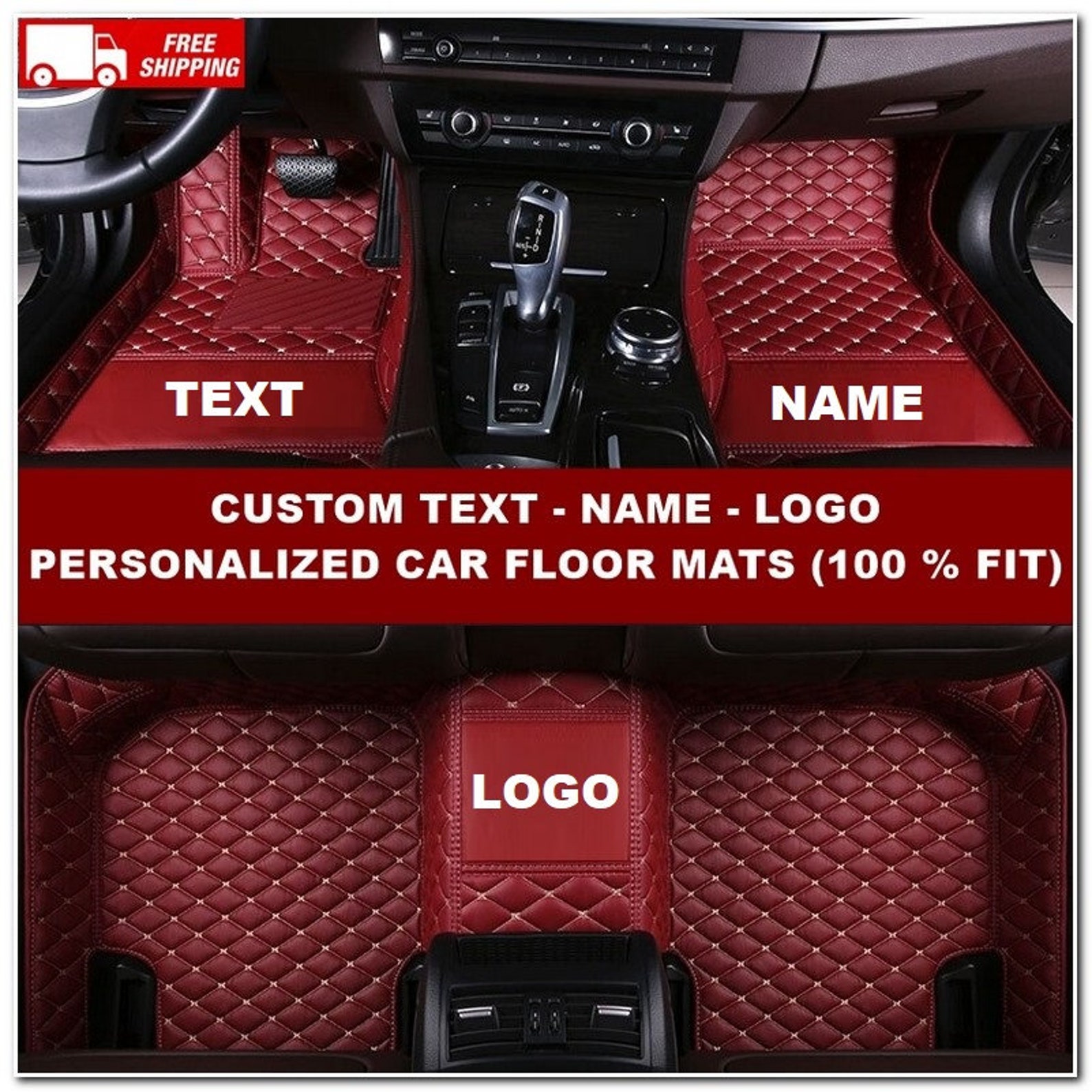 Luxury Leather Custom Fitted Car Mats Red Car Mats Full Set Etsy