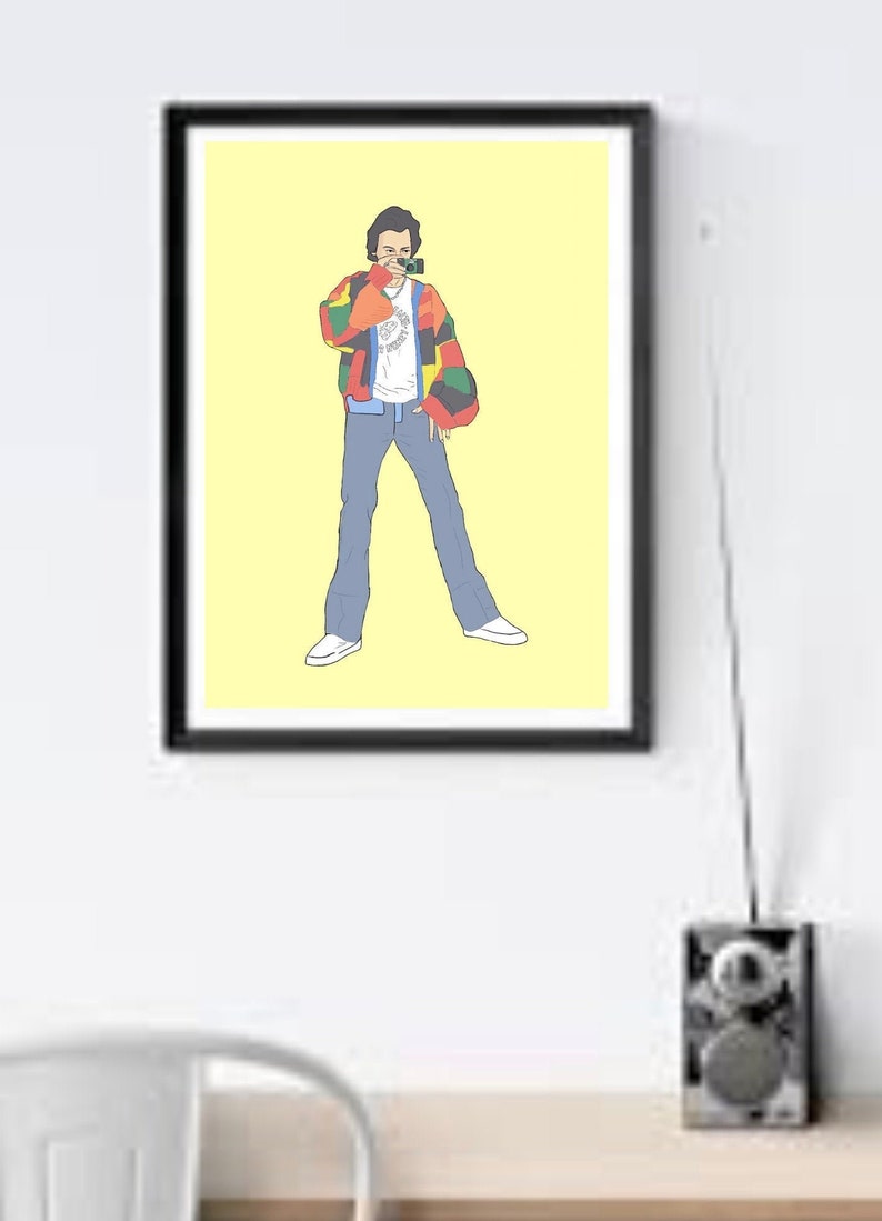 printable digital poster print HARRY STYLES music fashion alternative PORTRAIT in yellow